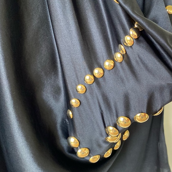 Givenchy Black Silk Gold detail top size 36 (4) - Picture 3 of 11